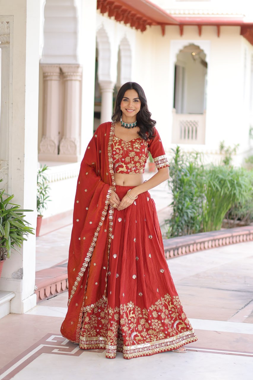 Vichitra Silk Wedding Lehenga