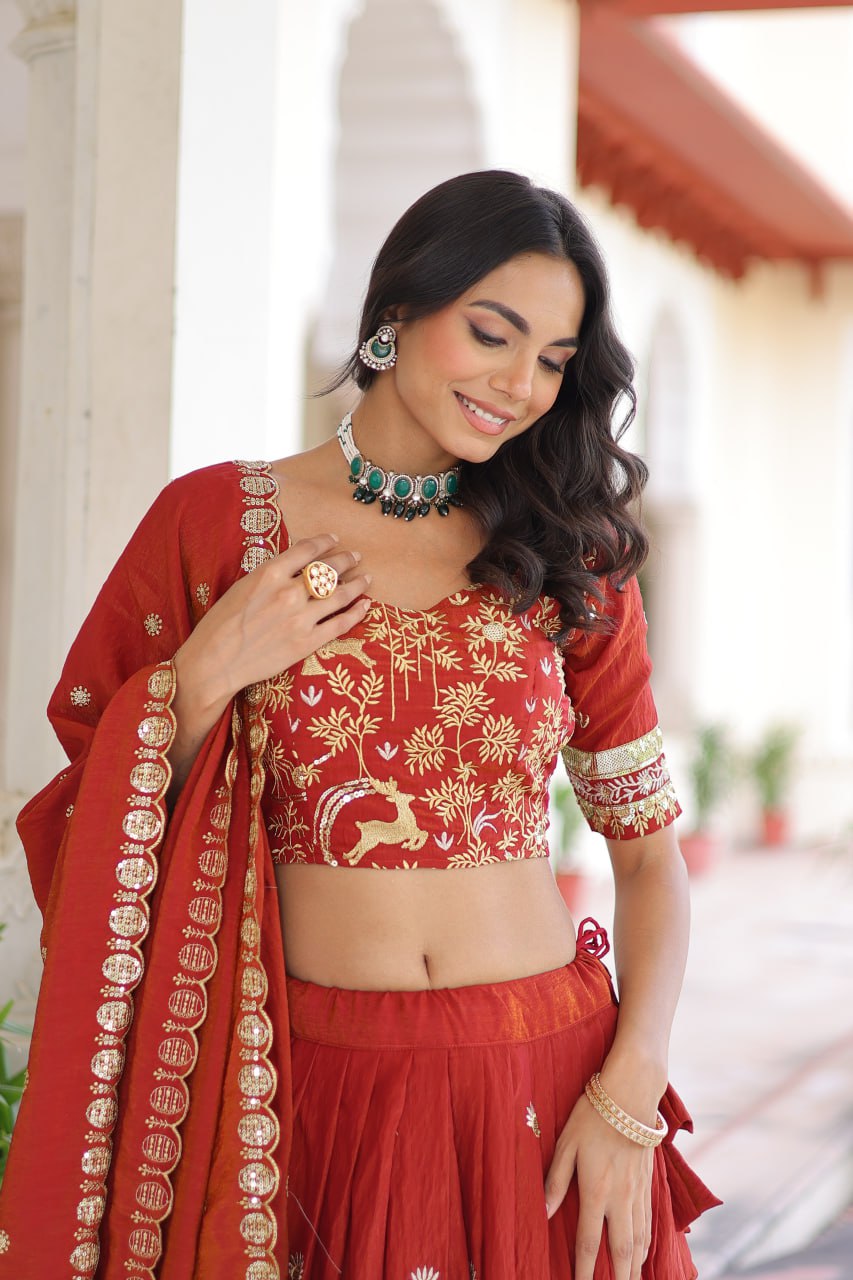 Vichitra Silk Wedding Lehenga