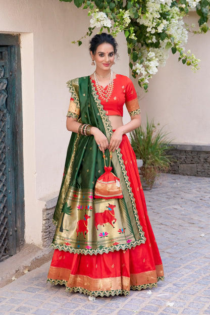Jacquard Silk Paithani Lehenga Choli