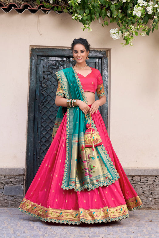 Jacquard Silk Paithani Lehenga Choli