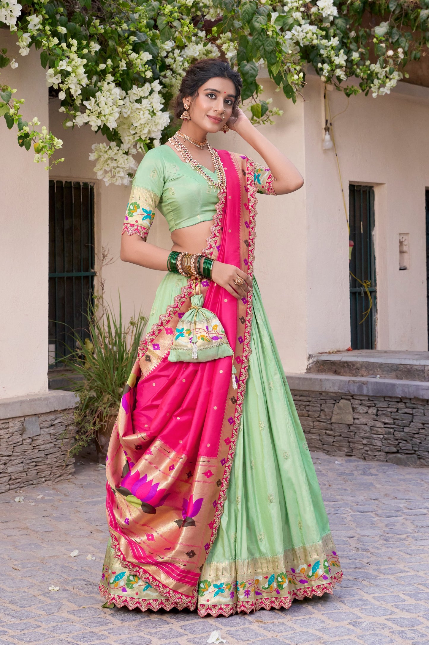Jacquard Silk Paithani Lehenga Choli