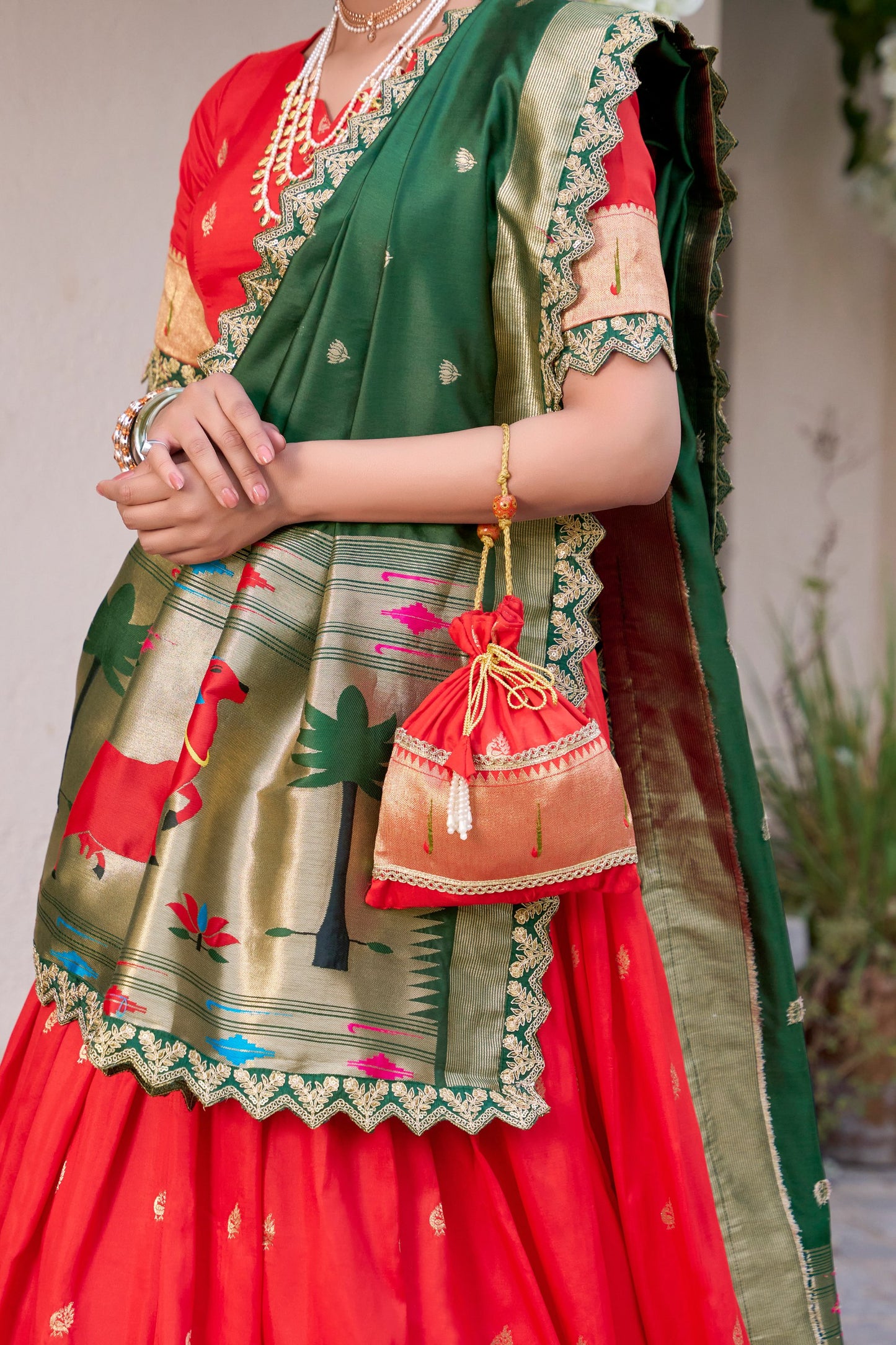 Jacquard Silk Paithani Lehenga Choli