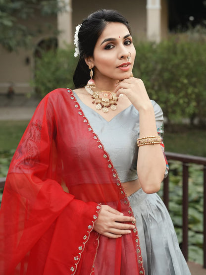 New Arrivals Silver Silk Traditional Lehenga