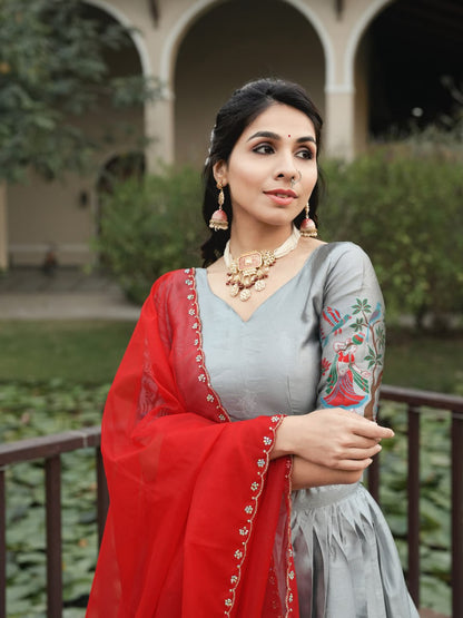 New Arrivals Silver Silk Traditional Lehenga
