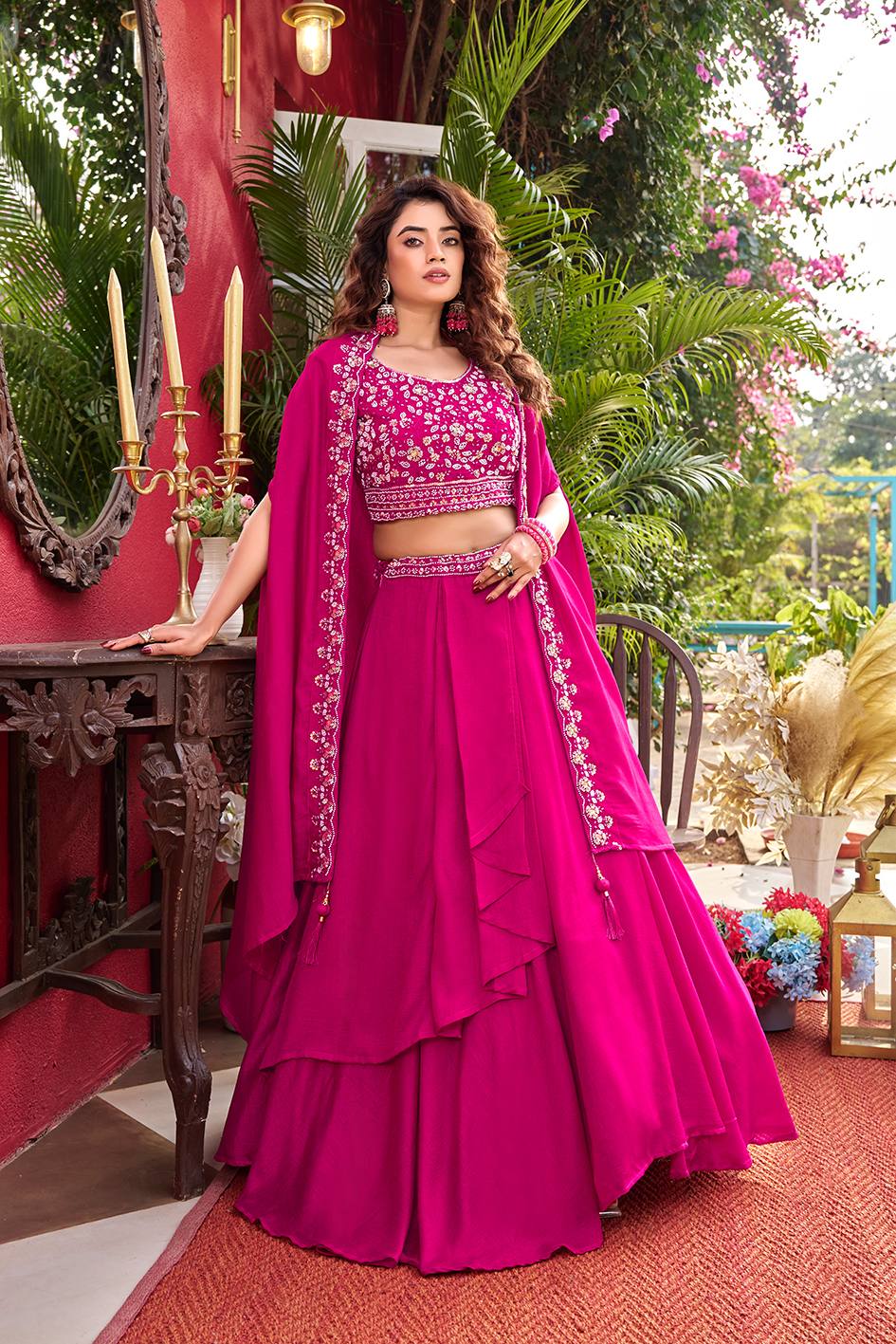 Indo Western Style Three Piece Lehenga Choli