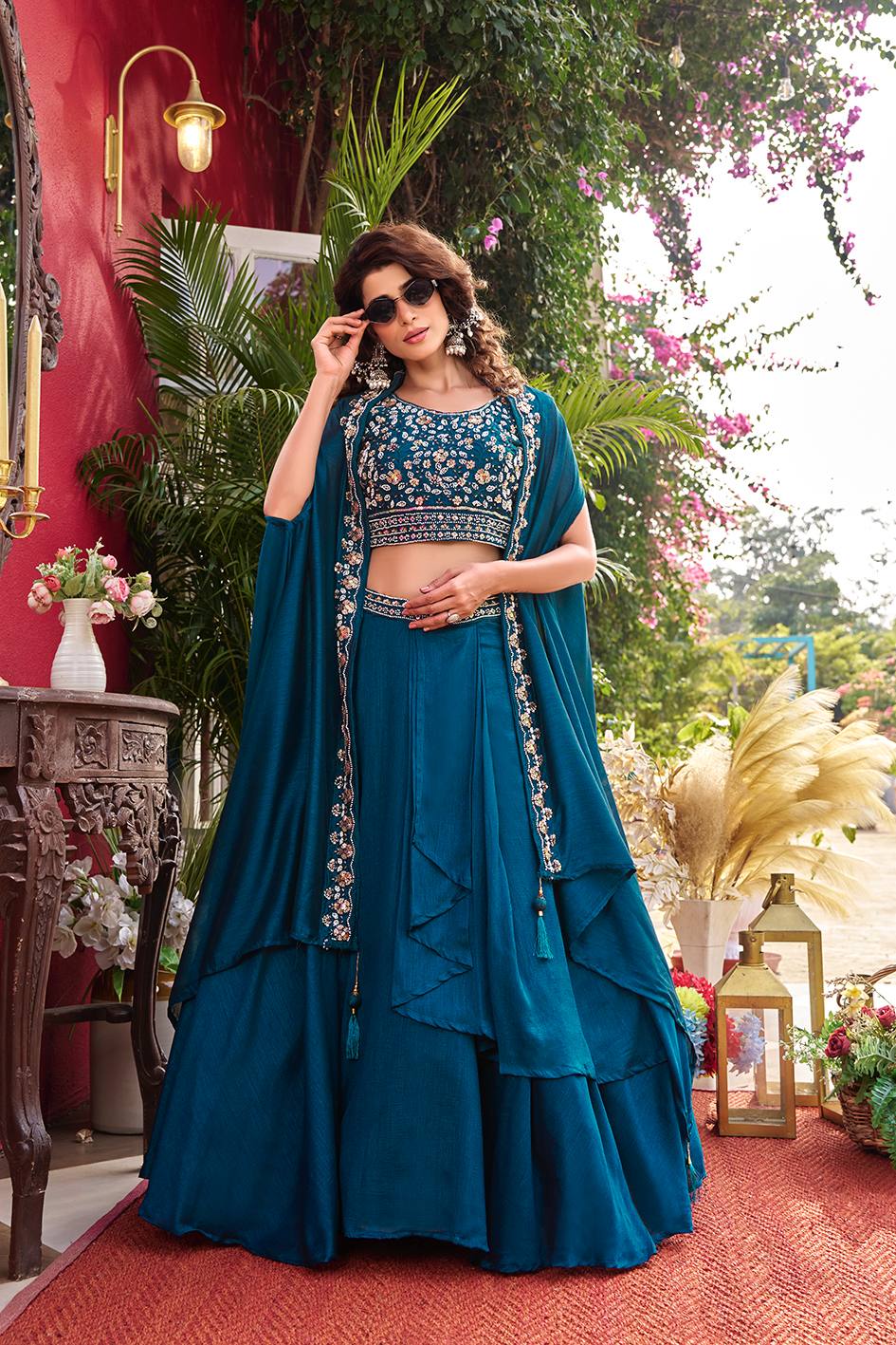 Indo Western Style Three Piece Lehenga Choli