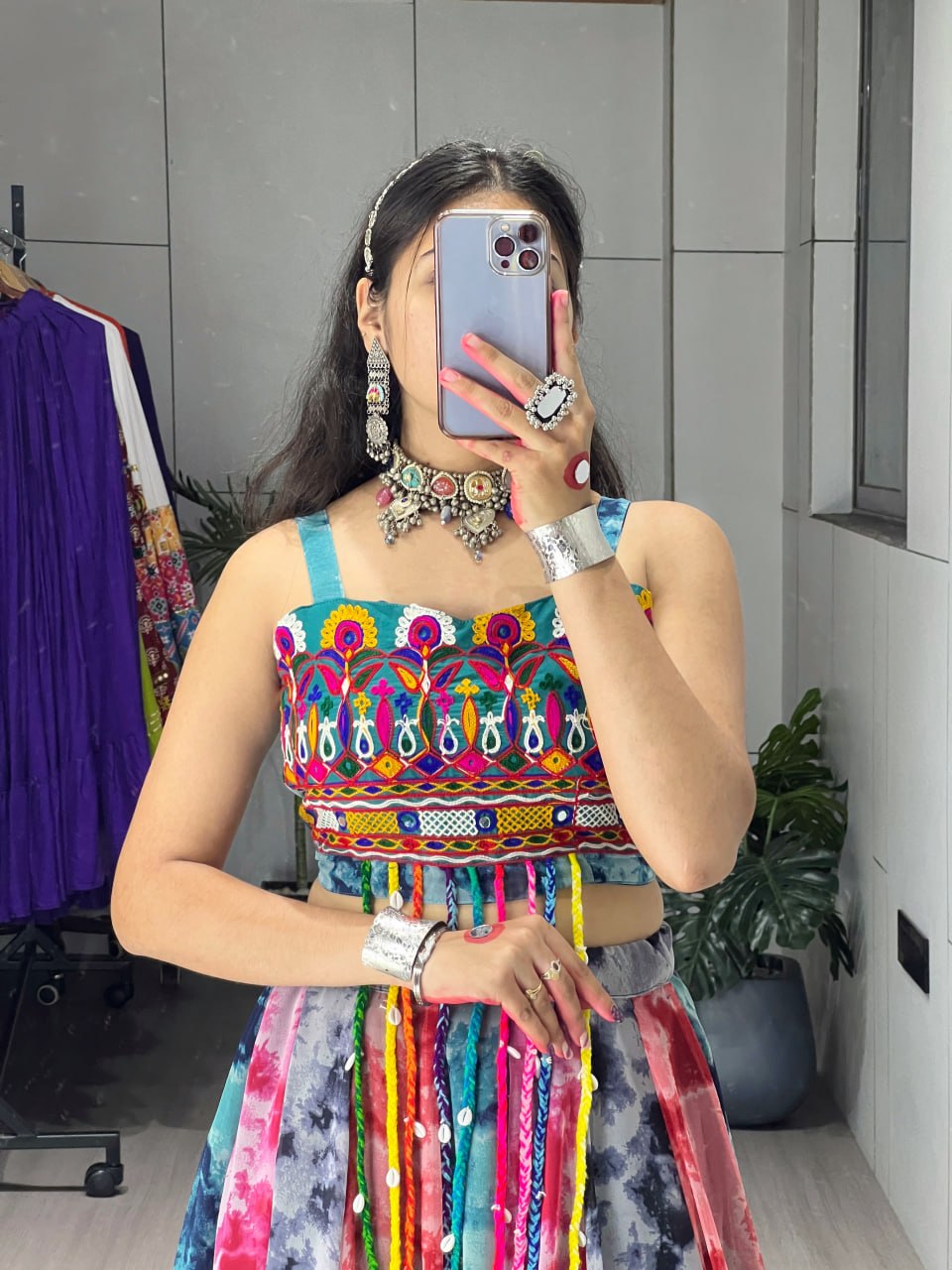 Traditional Shibori Prints Lehenga With Fancy Top | Navratri