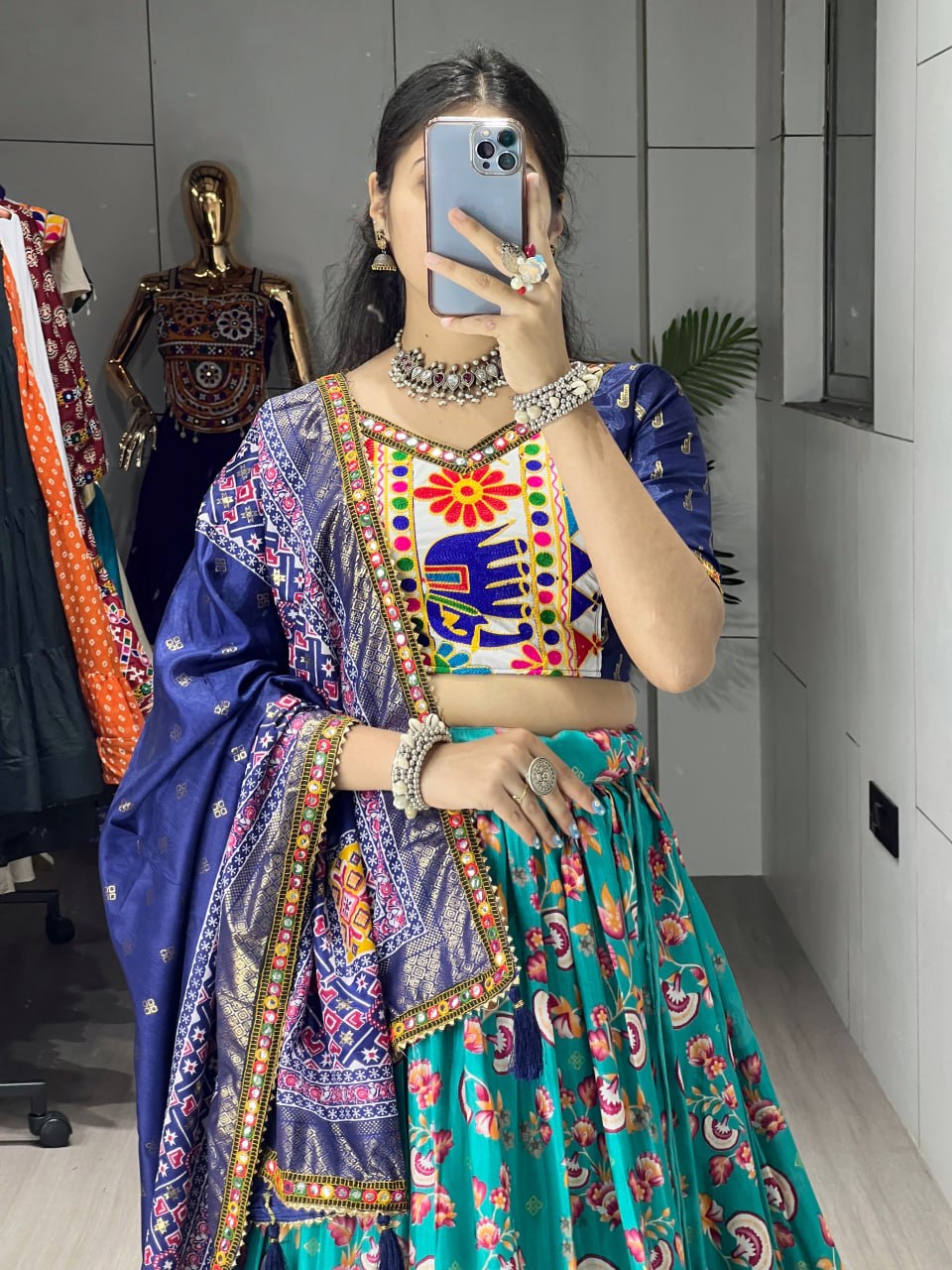 Floral Silk Navratri Choli