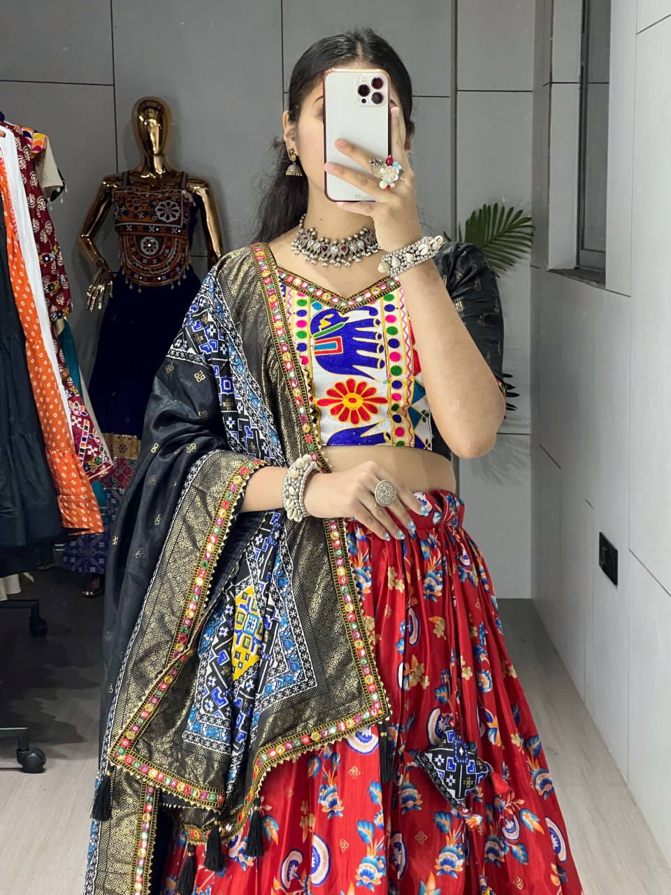 Floral Silk Navratri Choli