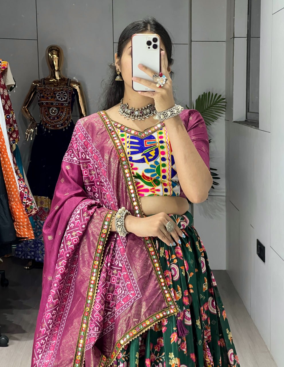 Floral Silk Navratri Choli