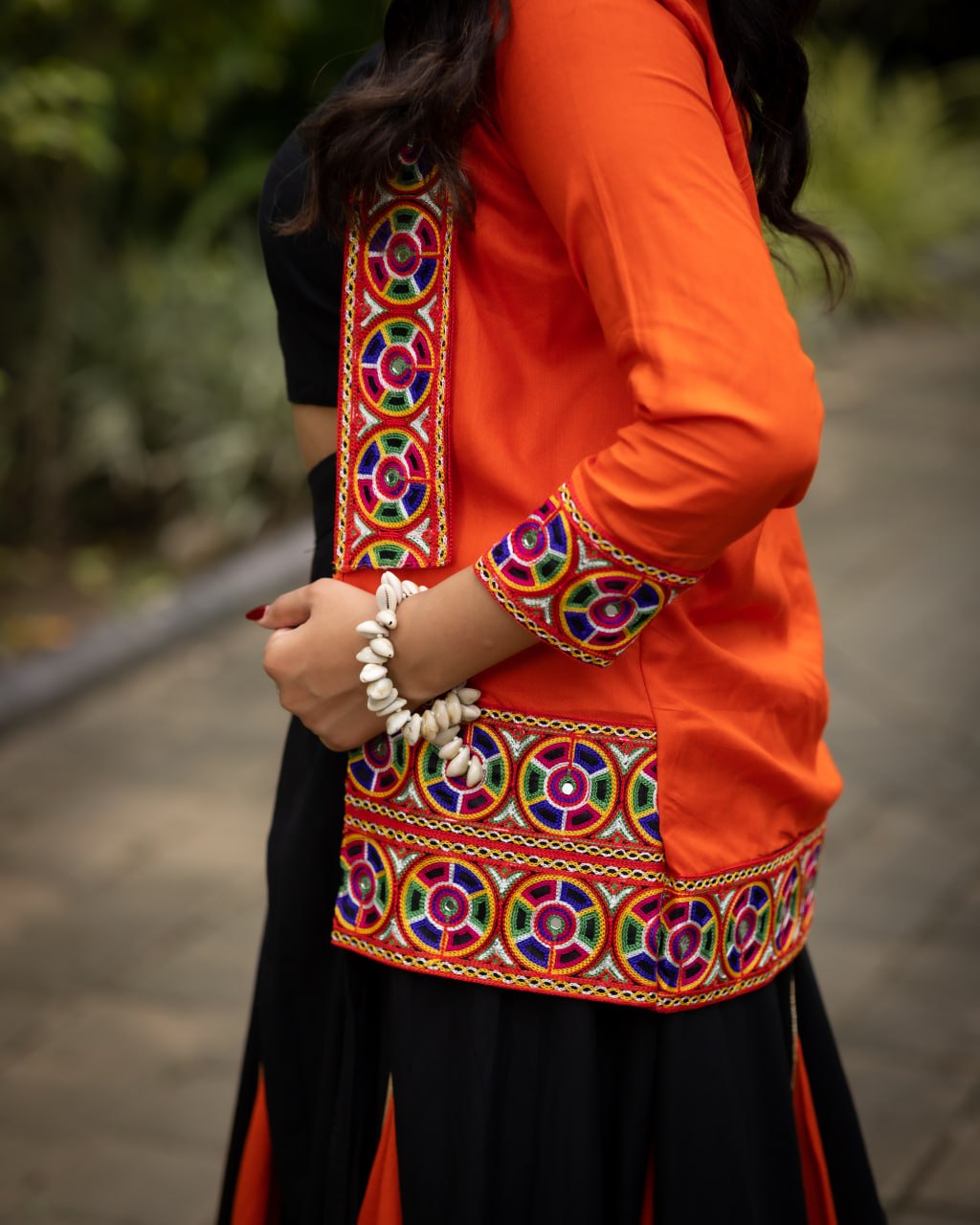 Black n Orange Lehenga With Koti and Blouse Navratri