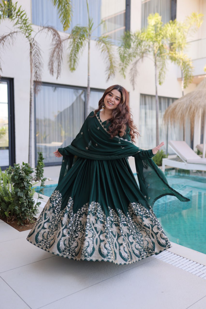 Rangoli Crush Gown Dupatta Set