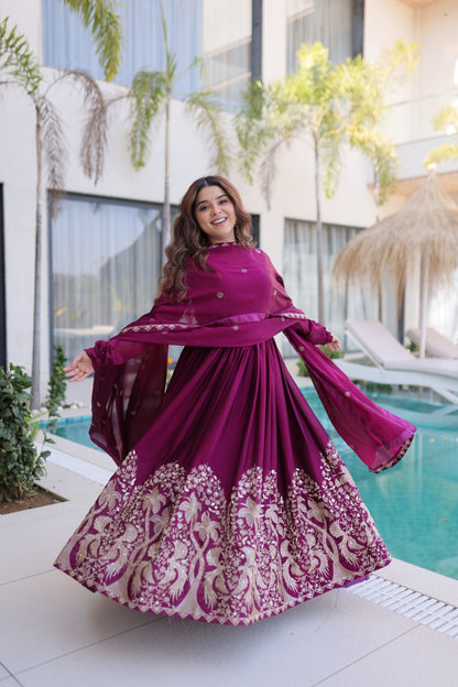 Rangoli Crush Gown Dupatta Set