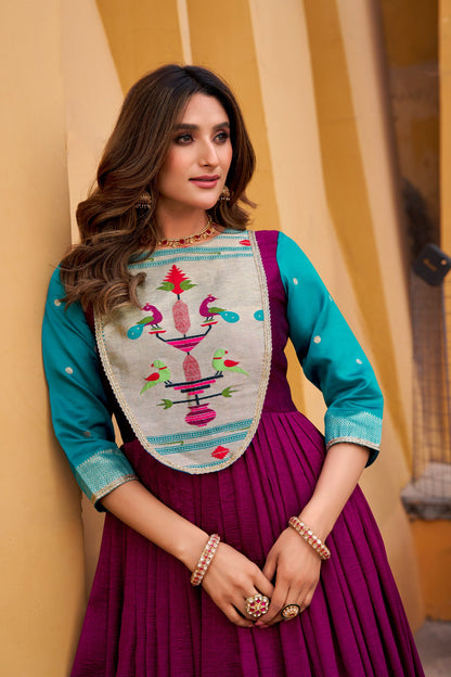 Vichitra Silk Gown