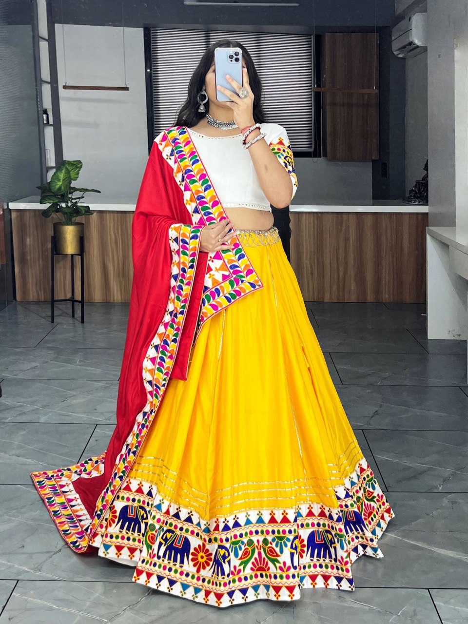 Most Pretty Yellow Red Combination Navratri Set