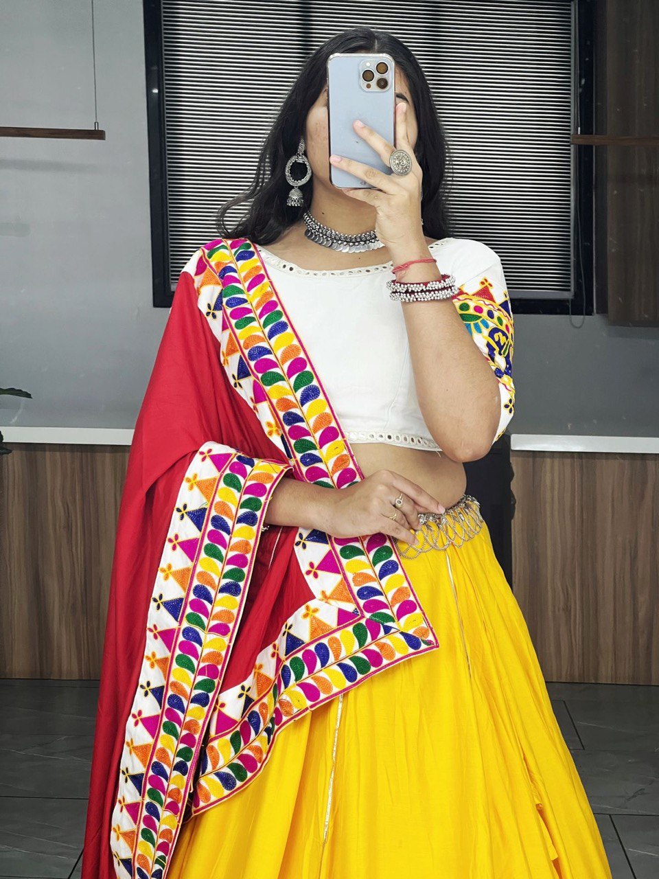 Most Pretty Yellow Red Combination Navratri Set