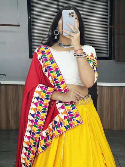 Most Pretty Yellow Red Combination Navratri Set