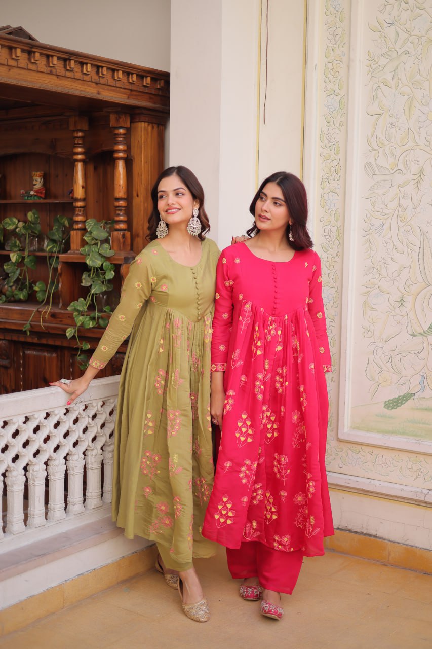 Mal Chanderi Kurti Pantwith
