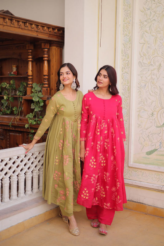Mal Chanderi Kurti Pantwith