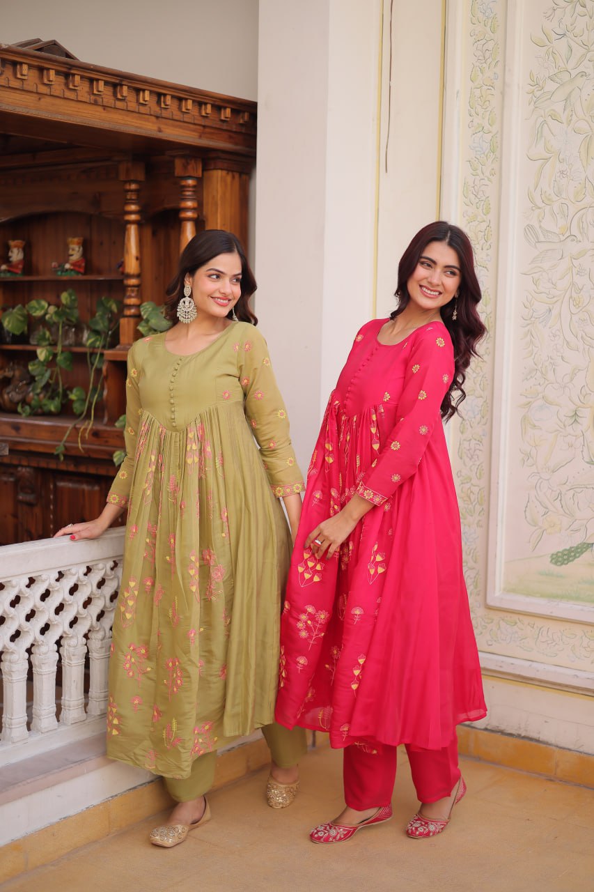 Mal Chanderi Kurti Pantwith