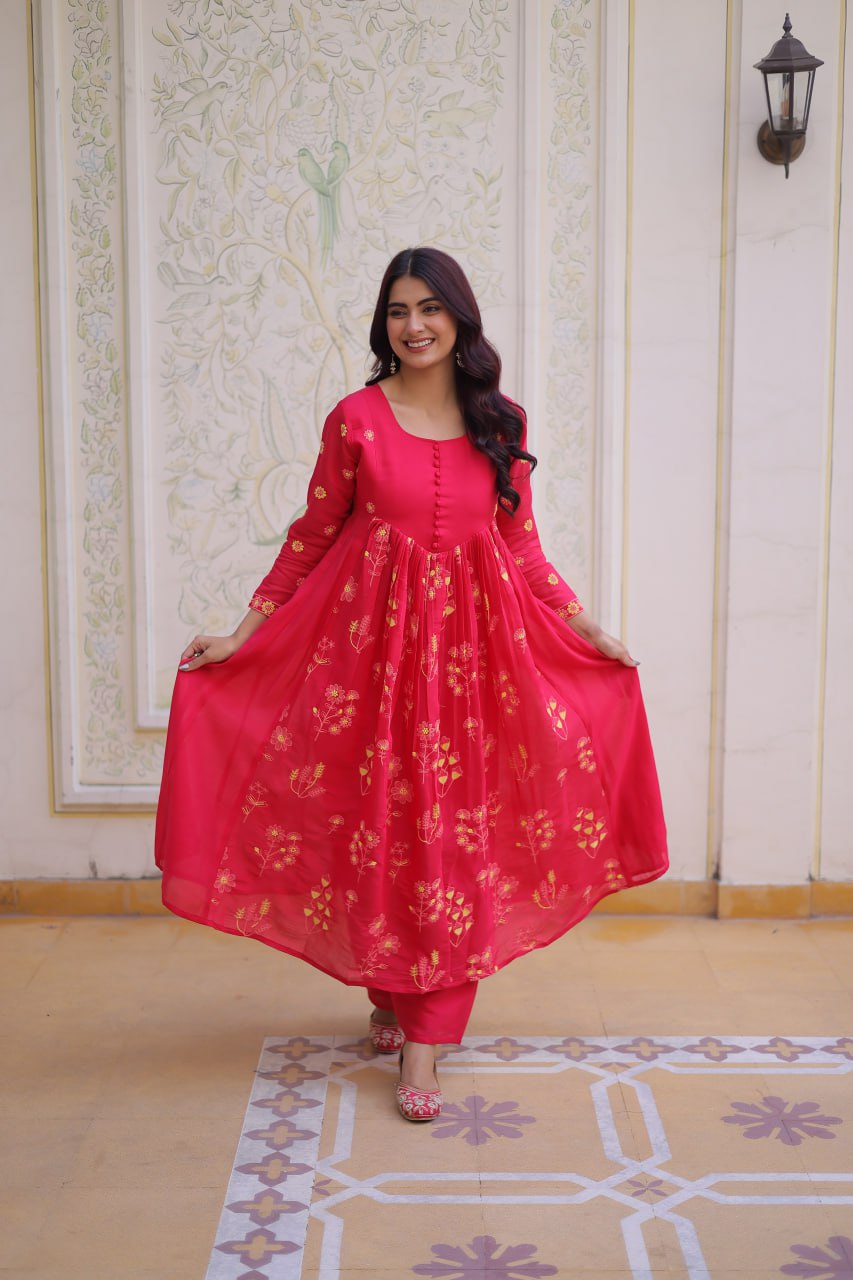 Mal Chanderi Kurti Pantwith