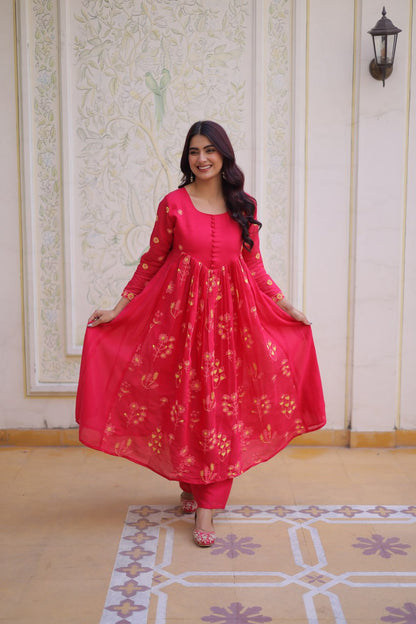 Mal Chanderi Kurti Pantwith