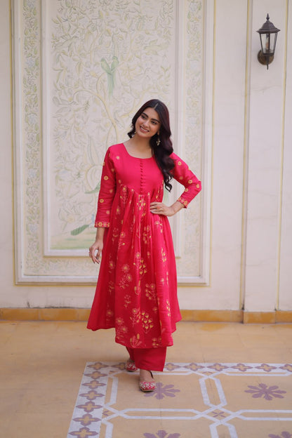 Mal Chanderi Kurti Pantwith