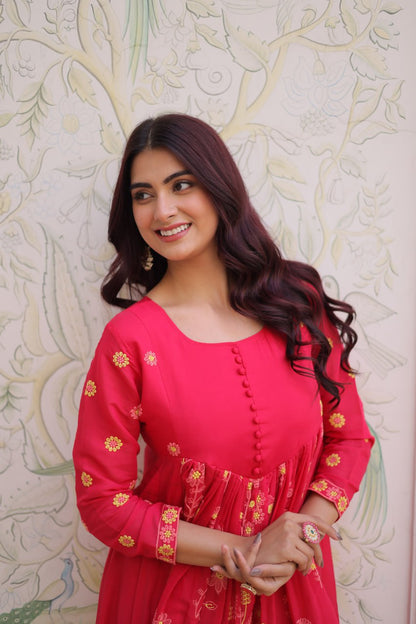 Mal Chanderi Kurti Pantwith