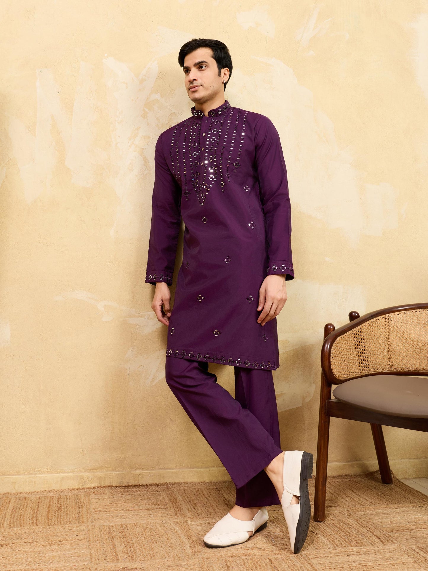 Royal Mirror Work Kurta With Pant