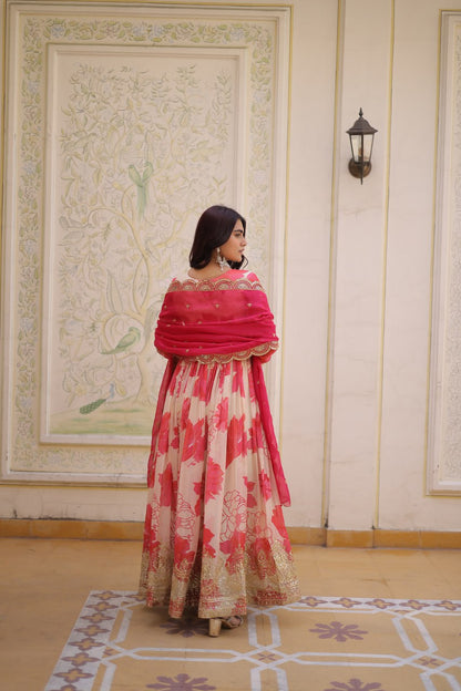Digital Printed Russian Silk Gown