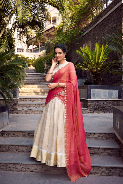 Jacquard Chex Lehenga | South Indian Style