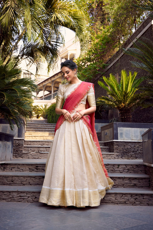 Jacquard Chex Lehenga | South Indian Style