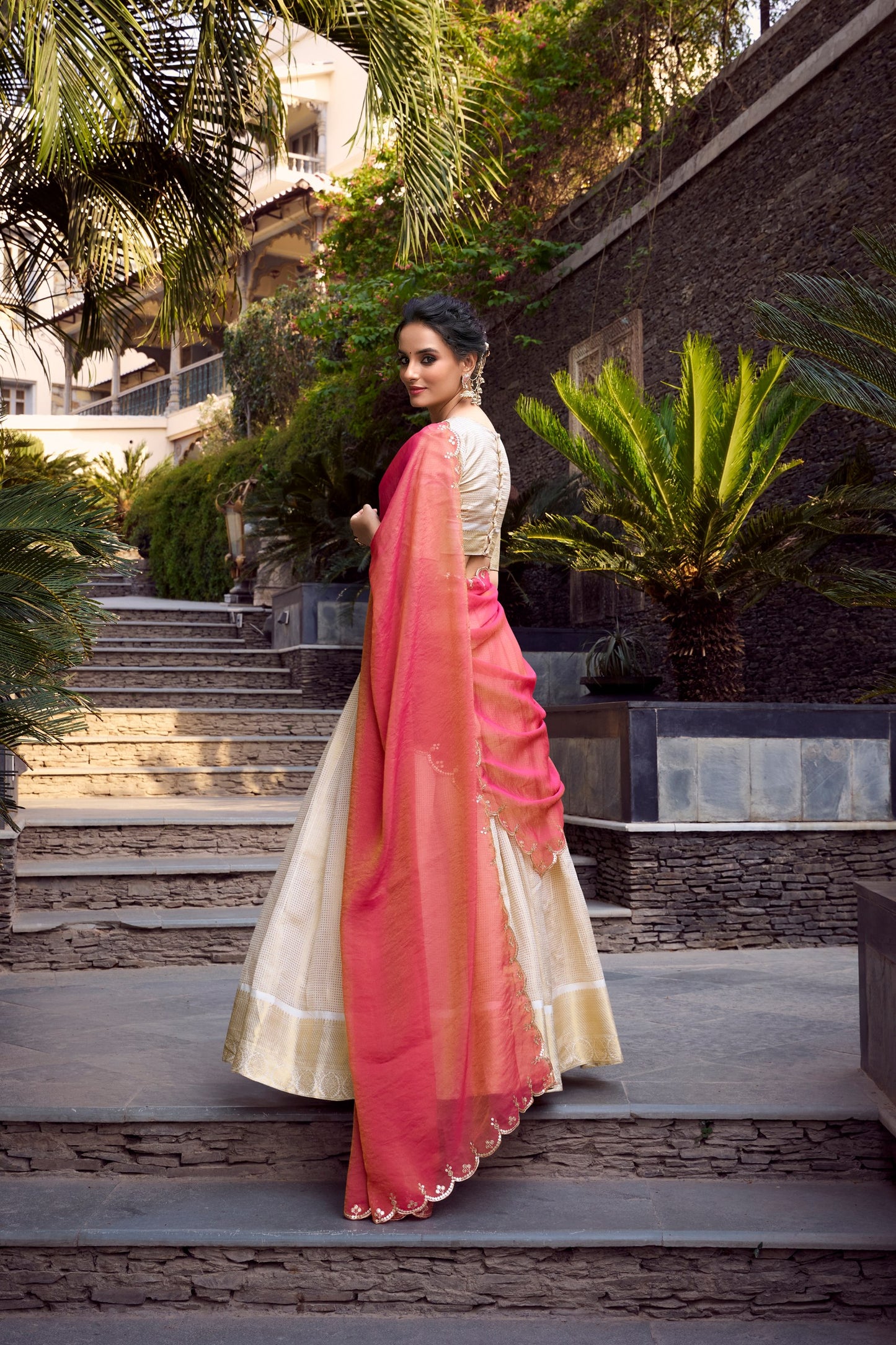 Jacquard Chex Lehenga | South Indian Style