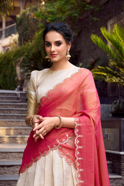 Jacquard Chex Lehenga | South Indian Style
