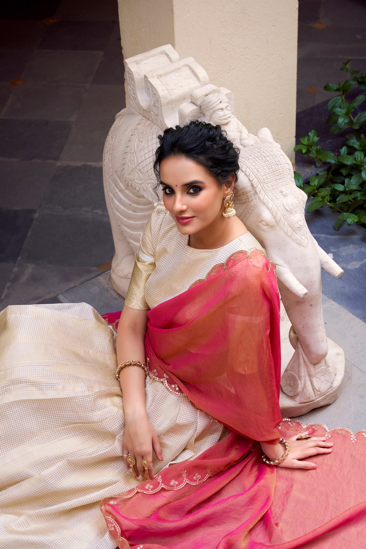 Jacquard Chex Lehenga | South Indian Style