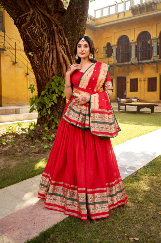 Paithani With Chanderi Lehenga