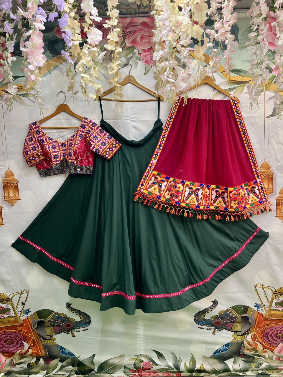 Navratri Green Lehenga