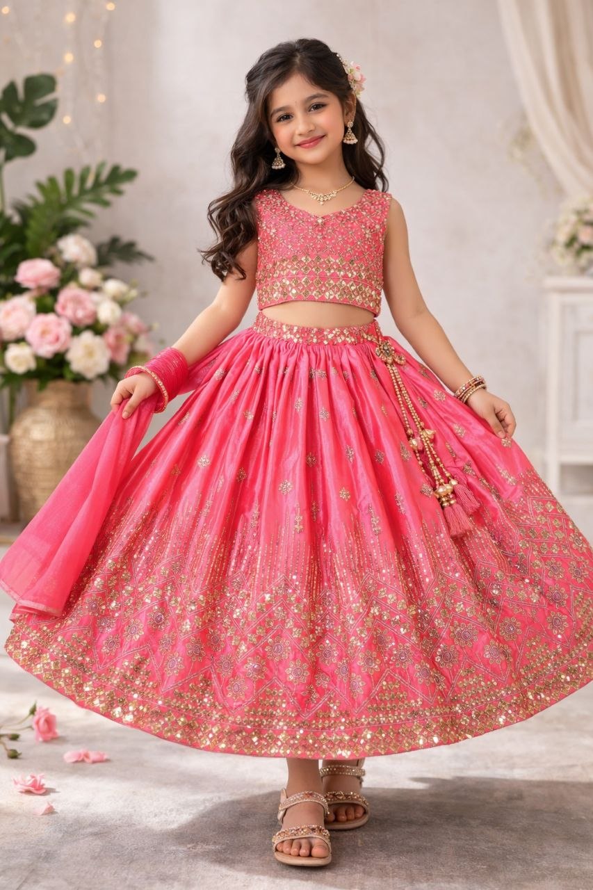 Kids Wedding Pink Lehenga