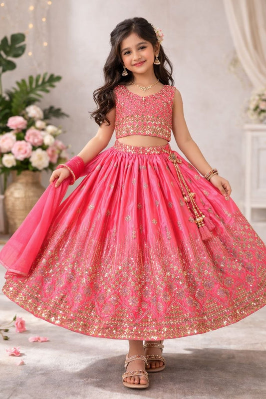 Kids Wedding Pink Lehenga