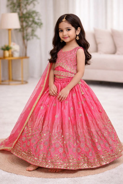 Kids Wedding Pink Lehenga