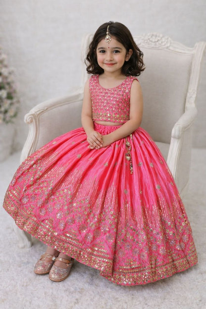 Kids Wedding Pink Lehenga