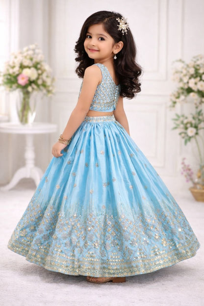 Kids Wedding Sky Lehenga