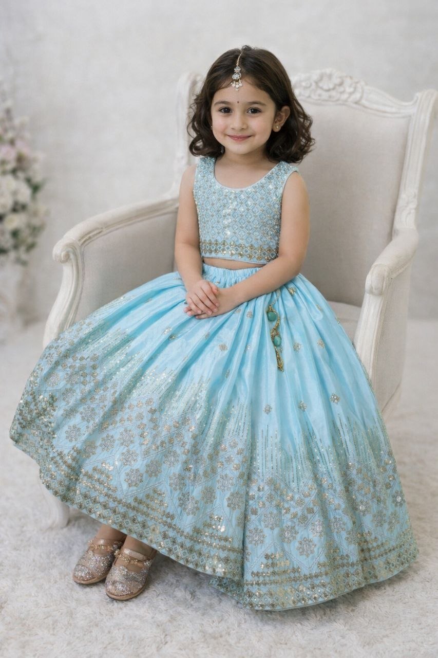 Kids Wedding Sky Lehenga