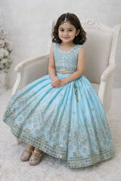 Kids Wedding Sky Lehenga