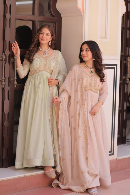 Pastel Shade Gown Dupatta