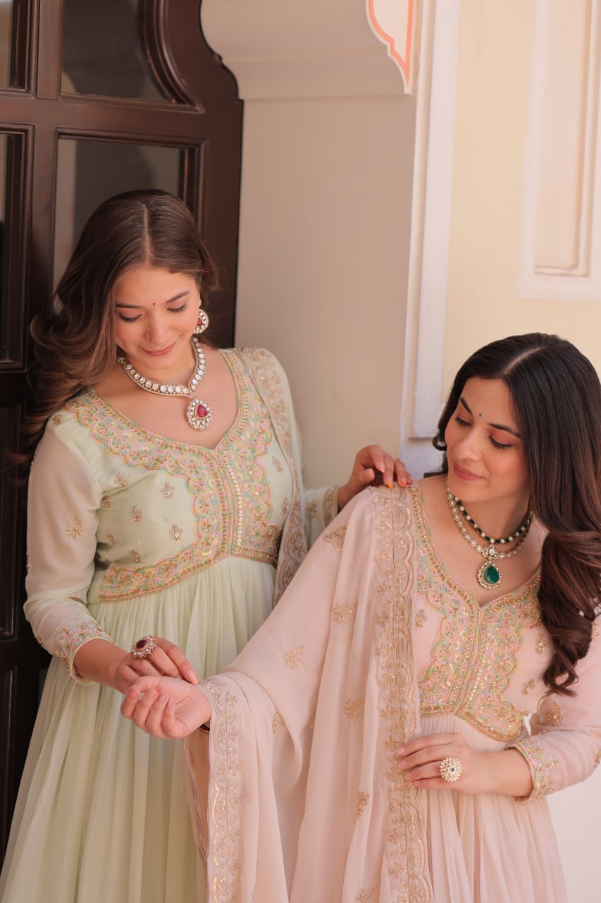 Pastel Shade Gown Dupatta
