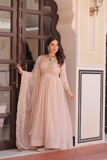 Pastel Shade Gown Dupatta
