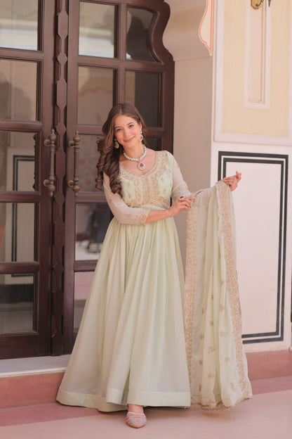 Pastel Shade Gown Dupatta
