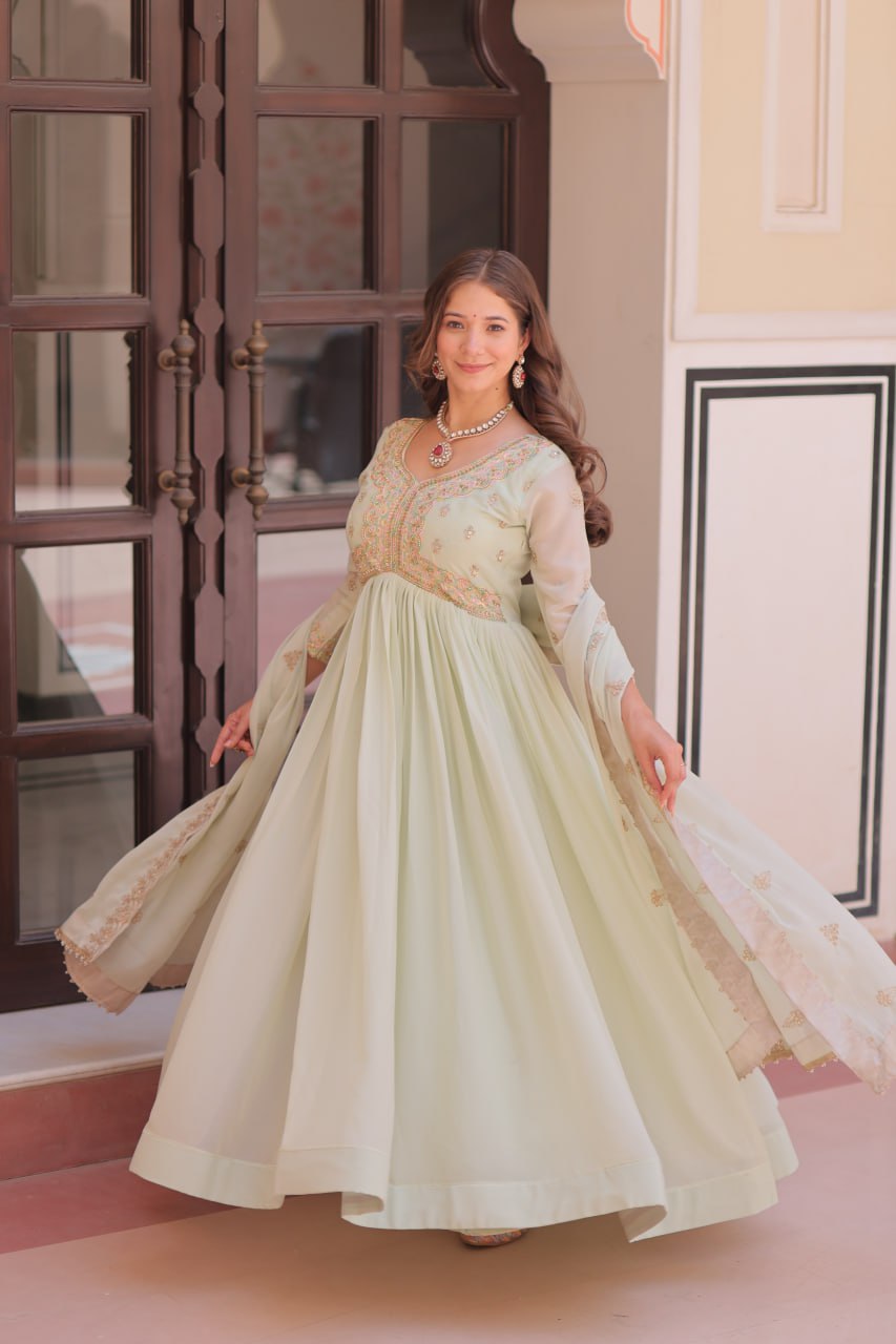 Pastel Shade Gown Dupatta