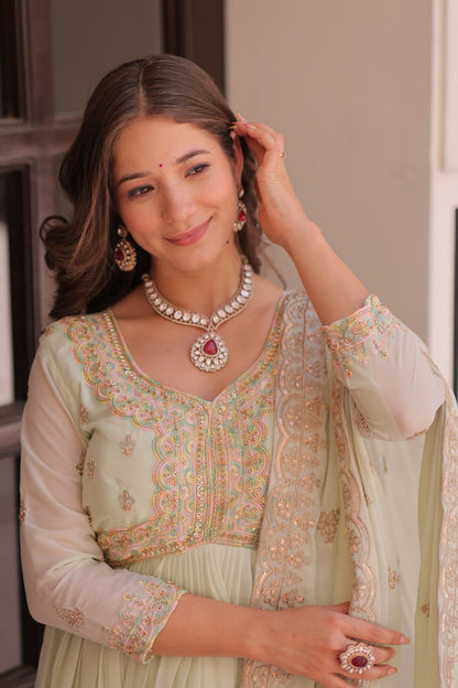 Pastel Shade Gown Dupatta